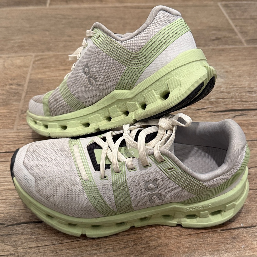 On Running Women's Green and White Athletic Shoes